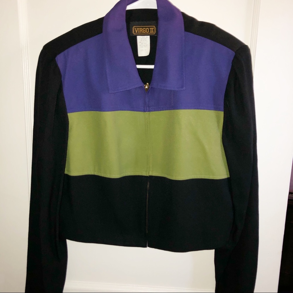 Virgo II Jacket *Vintage* Color Block Zip Front